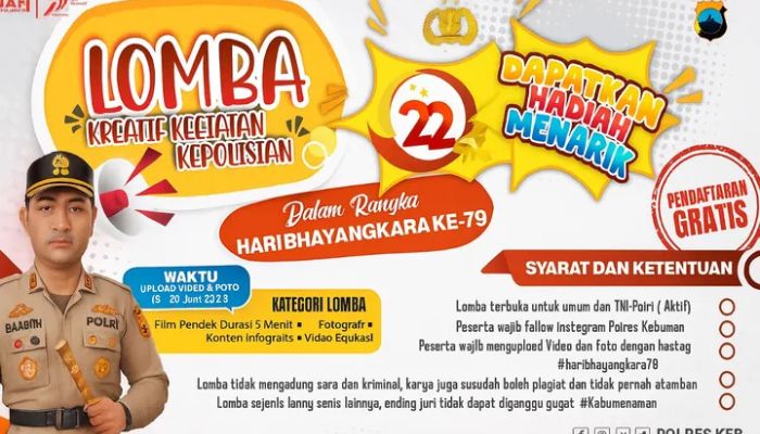 Polres Kebumen Gelar Lomba Kreatif Sambut HUT Ke-79 Bhayangkara, Tawarkan Hadiah Menarik dan Edukatif