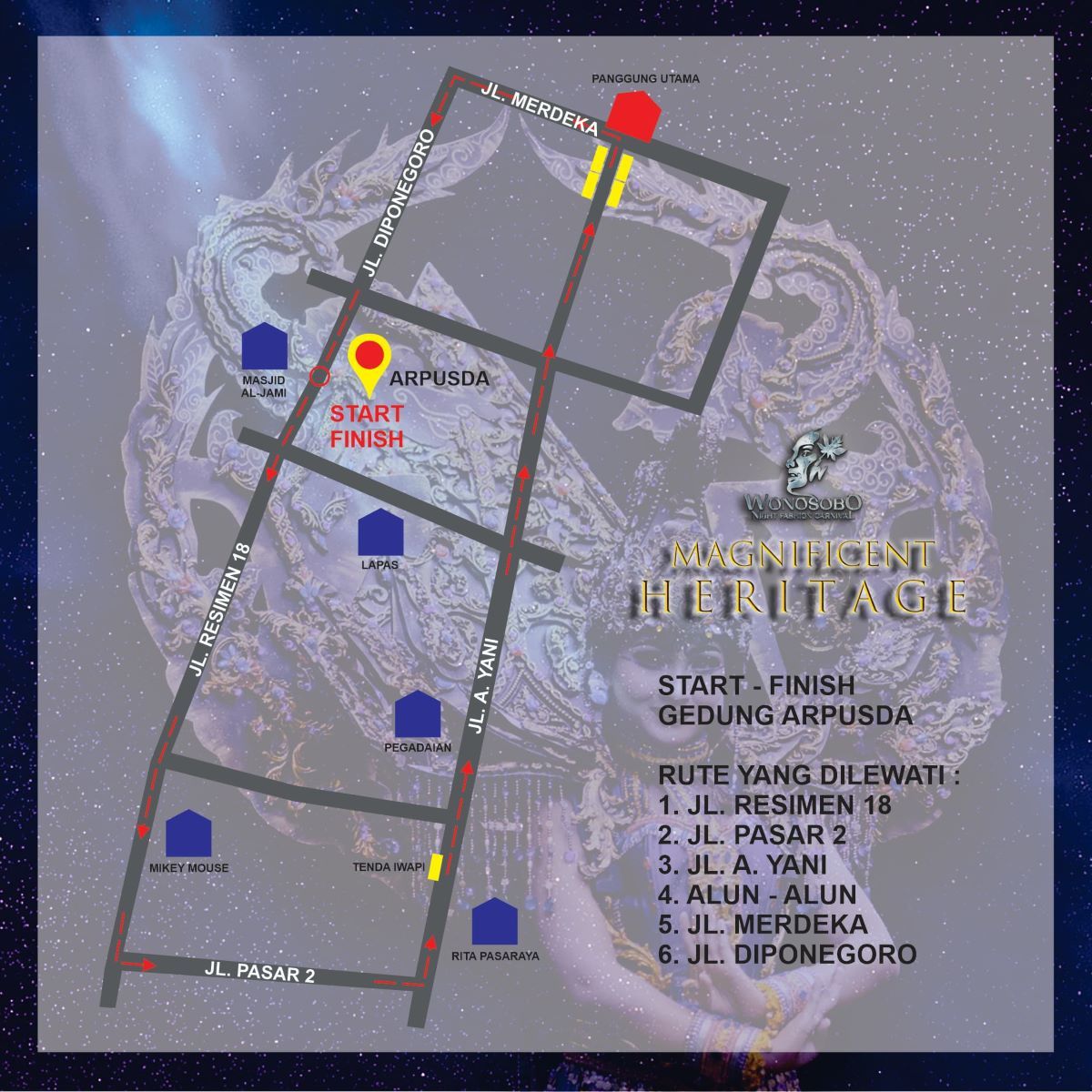 Rute Wonosobo Night Fashion Carnival 2025