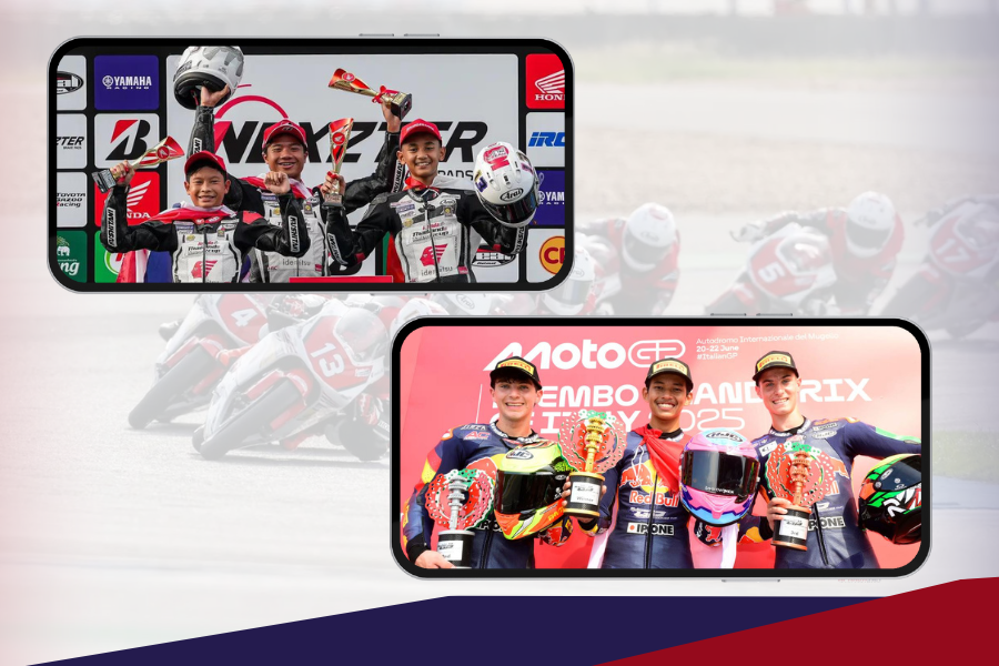 Membanggakan, Pembalap Binaan Astra Honda Kumandangkan Indonesia Raya di Thailand dan Italia