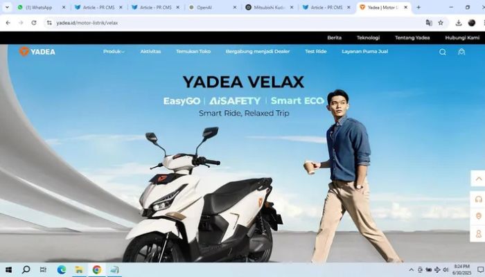 Yadea Velax 2025 Resmi Meluncur di Indonesia