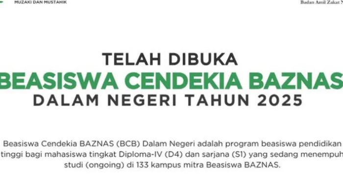 Resmi Dibuka! Beasiswa Cendekia BAZNAS Dalam Negeri 2025 untuk Mahasiswa D4/S1, Simak Syarat dan Daftar Kampusnya
