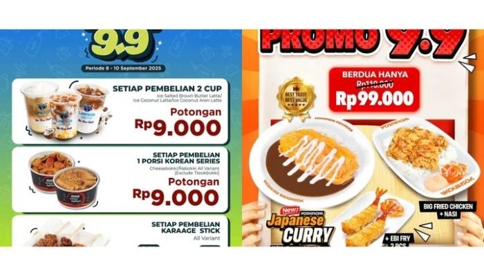 Promo 9.9 Bikin Ngiler! Daftar Gerai Makanan & Minuman Kasih Diskon Gila-Gilaan, Dari Yoshinoya Sampai Lawson